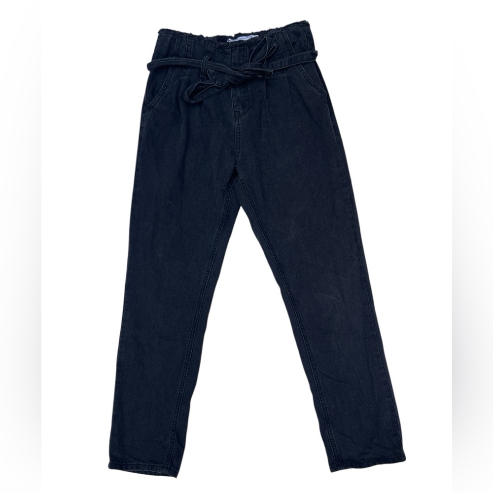 Rowen 100% Cotton Black Belted Straight Legs